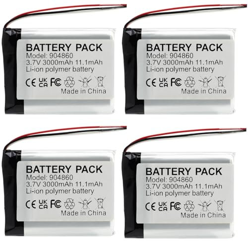 CHUNCAIL Lithium Polymer Battery 3.7V 3000mAh 904860 Rechargeable with JST Connector, Used for DIY and Various Small Devices. Please Confirm the Device, Battery Size, Specific
