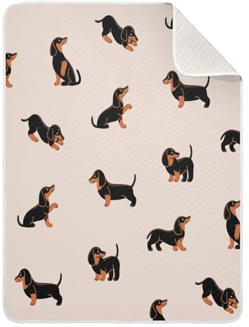 SKYSHU Unisex Babydecke mit süßem Dackel, Baumwolle, gemütlich, hautfreundlich, für Neugeborene, für Jungen und Mädchen, weiche, warme Kleinkinddecke für Kinderbett, Kinderwagen, 76,2 x 101,6 cm