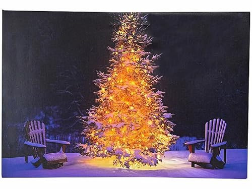 infactory Leinwandbild: Animiertes LED-Wandbild Tannenbaum, 38 x 58 cm (LED Bild Weihnachtsbaum, Weihnachtsdeko Bild mit, Weihnachtsbeleuchtung)