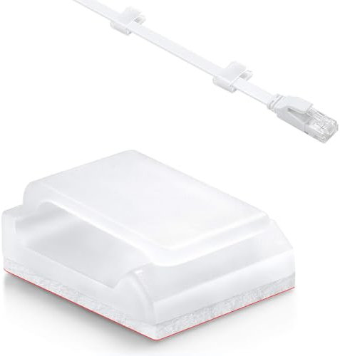 60 Pieces Adhesive Cable Clips - Self-Stick Wire Clips for Ethernet and Charging Cables, Cable Holders for Round and Flat Cables, Cable Wall Clips for Home, Office