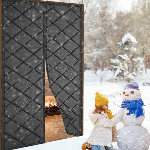 ZHZFSH Rideau de Porte à Isolation Magnétique, Rideau Anti Froid Porte Auto-Absorbant, Coupe-Vent, ImperméAble, Rideau Porte Entrée, sans Perçage, 165x200cm