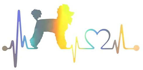 Pudel Hologramm Autoaufkleber, Wasserfest, EKG-Herz Design, PVC-Dekoaufkleber für Auto, Laptop, Kühlschrank, Möbel ((15cm/5.91inch))