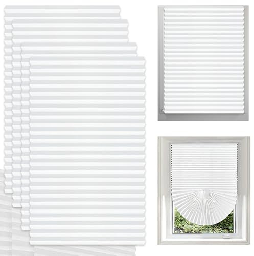 4 Pack Temporary Blinds, 90 * 180cm Stick on Blinds Windows, No Drill Blackout Blinds, Easy to Cut and Fit Self with Clips, for Windows Patio Doors Kitchen Bathroom Bedroom, White