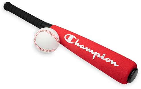 Champion Toddler Baseball Set (Red/Black), Big Fly Foam Bat and Soft Ball Kit for Kids Ages 3+, Oversized 24” Lightweight Bat with Molded Core, for Safe Indoor or Outdoor Play