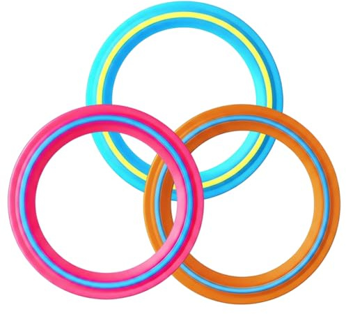 Wurfring, Frisbee Scheibe Set mit 3 Wurfringen, Weiche Wurfscheibe für Outdoor Aktivitäten, Garten Dekoration und Erwachsene Entspannung, 24 cm Flugring für Park und Strand