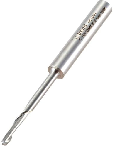 Trend Helical Plunge Cutter, 8 mm Shank, 4 mm Cut, 16 mm Length, HSS | Helical Design Delivers Clean Plunge Cuts In Wood, Plastics And Composites With High Speed Steel Durability, 50/15X8MMHSSE