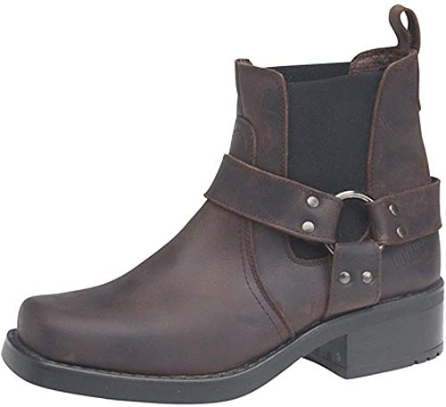 Stivaletti da cowboy/Biker Terminator in vera pelle da uomo, Marrone, 45 EU