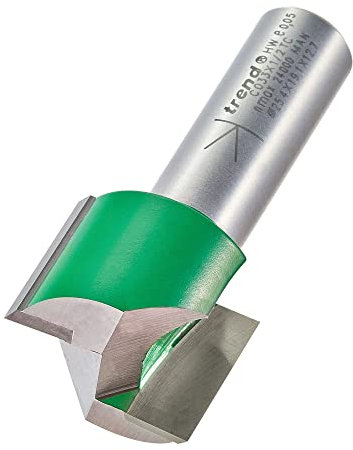 Trend CraftPro Straight Two Flute Router Cutter Bit, 1/2 Inch Shank, 25.4mm Cut Diameter & 19.1mm Cut Length, Tungsten Carbide Tipped, C033X1/2TC