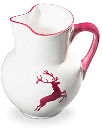 GMUNDNER KERAMIK Krug Wiener Form Füllmenge : 1.5 Liter bordeauxroter Hirsch Geschirr, handgemacht in Österreich