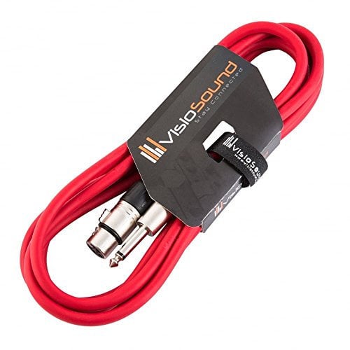VisioSound Female XLR to 6.35mm 1/4 Mono Jack Lead/Microphone/Signal Cable / 6 Colours 3m Red
