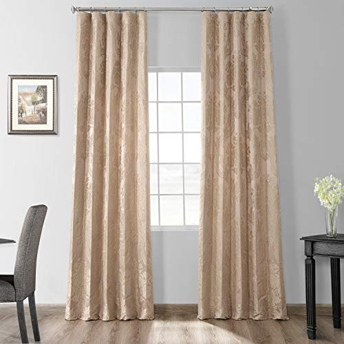 HPD Half Price Drapes JQCH-20122011-96 Magdelena Faux Silk Jacquard Curtain,Beige & Gold,50 X 96