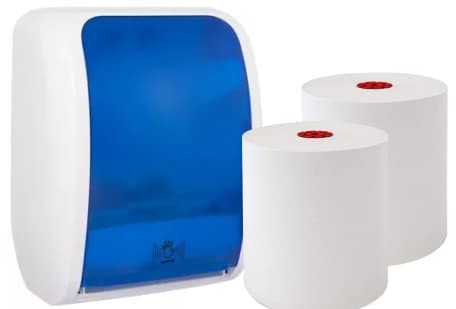 Blanc HYGIENIC Set: Handtuchrollenspender Sensor, berührungslos, Blanc Cosmos 2 Handtuchrollen Premium TAD - PRODUKTSET Farbe Blau/Weiß