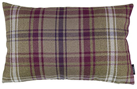 McAlister Textiles Angus | Kissenbezug für Sofakissen in Maulbeere Violett | 60 x 40cm | gewobenes Kariertes Tartan Muster | schottischer Landhausstil