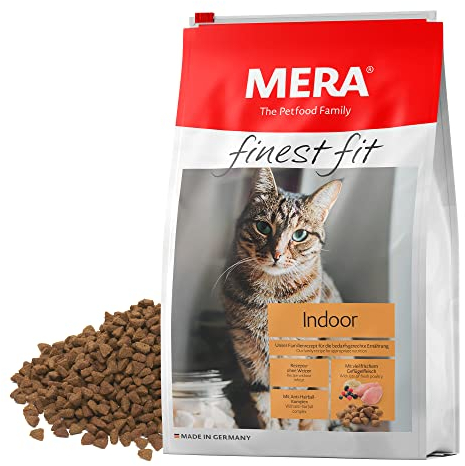 MERA finest fit Indoor, Katzenfutter trocken für aktive Katzen, Trockenfutter aus frischem Geflügel und Reis, gesundes Futter für Hauskatzen, ohne Zucker (4 kg)
