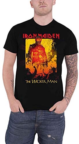 Iron Maiden T Shirt The Wicker Man Fire Band Logo Official Mens Black XL