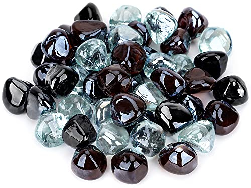 Stanbroil 4,5 kg 1/2 Feuerglas Diamanten gemischt Onyx Schwarz, Kristall-EIS, Bernsteinglanz für Innen- und Außenbereich, Gas-Feuerstellen und Kamine
