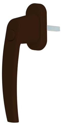 Premium Aluminium Fenstergriff mit Druckknopf, Farbe:Dunkelbraun RAL 8077, Stiftlänge:45mm
