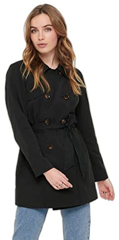 ONLY Onlvalerie Trenchcoat CC Otw Impermeabile, Nero, XS Donna