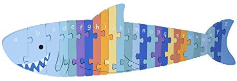 Orange Tree Toys Alphabet Puzzle - Wooden ABC Shark Puzzles for Toddlers, Jigsaw Puzzle Games - Montessori Educational Toys for Early Development