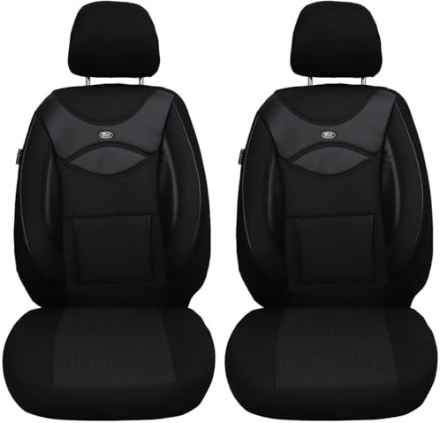 BREMER SITZBEZÜGE Maß Auto Schonbezüge kompatibel mit VW T-Cross Fahrer & Beifahrer Set ab 2019 / Auto Sitzbezüge Schonbezug Set Autositzbezüge 2er Pack in Schwarz/Schwarz (128)