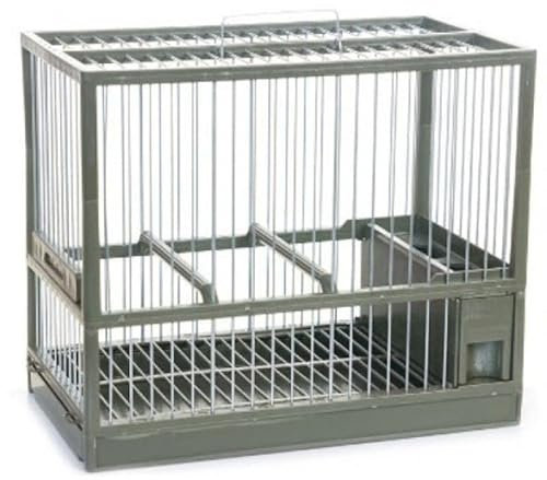 Complementos para Aves - Jaula de reclamo C2 Verde Liso, con cajón y Rejilla