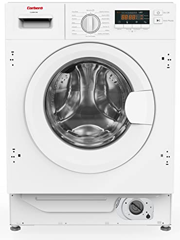 Corberó E-CLAMI8421INV Lavadora Integrable Carga Frontal, 8 Kgs, 1400 RPM, Inverter, Display LED, Color Blanco, 16 P-, Inicio Diferido, Lavado Rápido 15 Min., E. Energética B