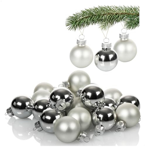 COM-FOUR® 20x Mini-Christbaumkugeln aus Glas - kleine Weihnachtskugeln für die Weihnachtsdekoration - Baumschmuck für den Weihnachtsbaum - Ø 3 cm