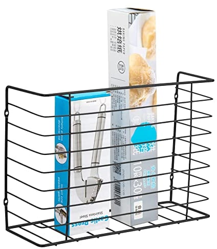 QIWODE Organizador Puerta Pared, Estante Pared Alambres, Cesta Almacenaje para Cocina, Armario Puerta, Despensa, Baño, Adhesivo y Taladrar Montaje, Negra