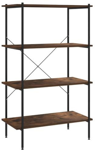 vidaXL Regal mit 4 Böden Bücherregal Standregal Büroregal Haushaltsregal Aufbewahrung Wandregal Aktenregal Lagerregal Schwarz Dunkles Holz 80x40x130cm