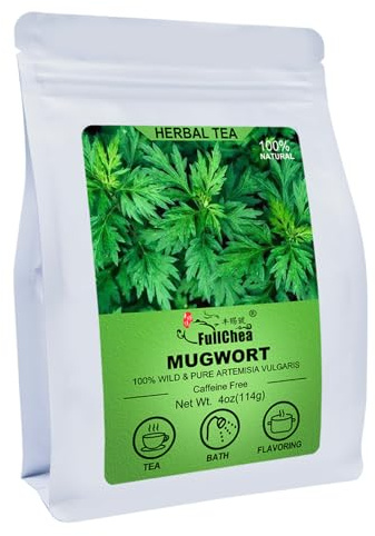 FullChea - 100% Pure Natural Dried Mugwort Herb Loose Leaf - 4oz/114g - Superior Dried Mugwort Tea - Sulfur-free - Non-GMO - Caffeine-free - Help Lucid Dream