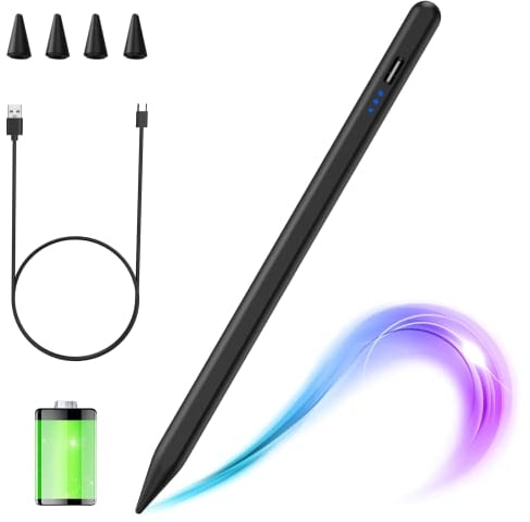 iPad Stift für iPad A16/10/9/8/7/6th/Pro 13/12.9/11/Air 13/11/Air 5/4/3/Mini 6/5, Apple Pencil mit Neigungserkennung und Handflächenabweisung, i Pad Pencil für ipad 2018-2025(Schwarz)