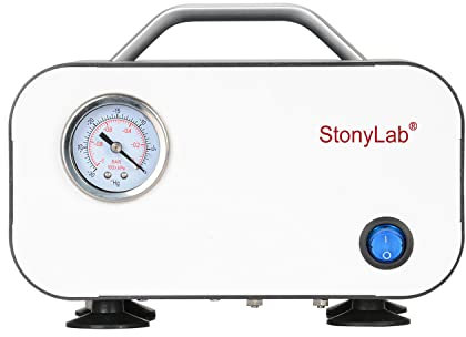 stonylab Membran-Vakuumpumpe, kompakte ölfreie Vakuumpumpe Druckpumpe mit 15 L/min Saugvermögen für Filtration Destillation Laborarbeit, 110-220V