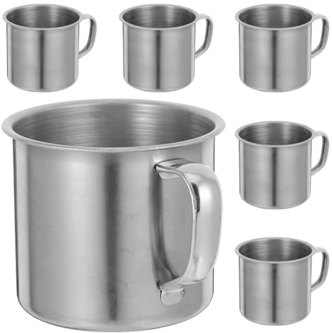 COLLBATH Gobelets En Acier Inoxydable Pour Enfants 6 Pièces 190 Ml Tasses D'Eau Avec Poignées Légères Et Incassables Adaptées À La Maison L'École Et Les Activités Extérieures