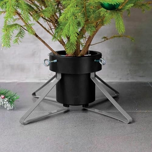 Just for Christmas Tree Stand for Real Trees Including 4 Screw Gripper To Hold Christmas Tree Firmly & 2 Litres of Water Space Large Xmas Tree Holder Ideal For Real & Artificial Trees Up To 2.4M High