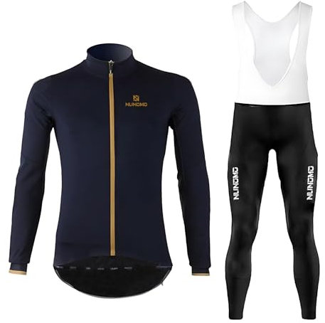 Men's Cycling Suit, Thermal, Windproof, Cycle Clothing Set, Long Sleeve Jersey, 9D Padded Bib Tight for MTB Bike Riding Clothing Bicycle Shirt (TYPE-7A,M)