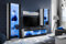 Komodee Wohnwand Wohnzimmerset Tivoli Medio, Schwarz/Weiß, Breite 245cm x Höhe 159cm x Tiefe 35cm, LED Blau, für Wohnzimmer, Schlafzimmer