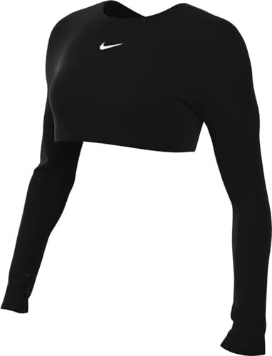 Nike Women's W Np Df Crop Ls Femme Long Sleeve TOP, Black/Black/Iron Grey/Iron Grey, XL