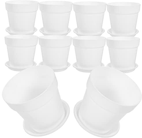 CAXUSD 10ensembles Pots De Plastique avec Plateau De Pots De Plantes Intérieurs pour Bonsai Et Design Élégant Et Pratique pour Bureau Balcon Et Jardin