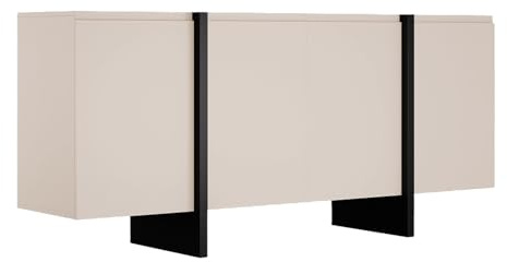Vente-unique - Sideboard mit 4 TÃ Â ÂÂ Ã Â ¼Ren - MDF - Beige & Schwarz - LUVONIA