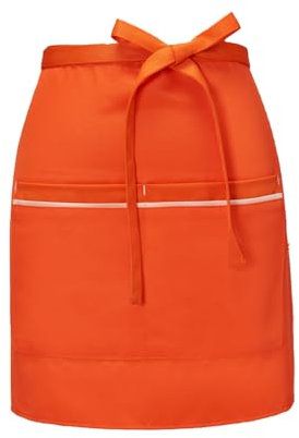 Halbe Kurze Taillenschürze, Unisex Antifouling Küchenschürze mit 2 Taschen, Kochschürze Kellnerschürze Bistroschürze Kellnerin Schürze für Restaurant Basteln Backen (Orange)