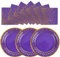AHPYEUHK 50 Pack Paper Plates and Napkins - 25 * 7inch Dessert Plates & 25 * 6.5inch Napkins for Birthday, Baby Showers and Wedding Party Decorations (Purple-Gold)