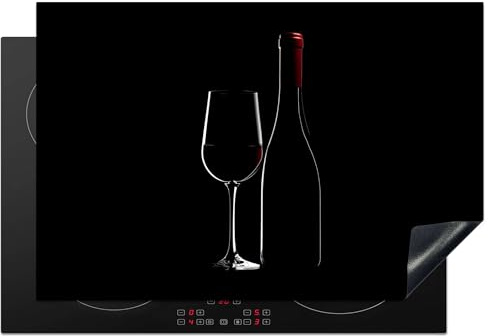 KitchenYeah© Copri Piano Induzione Cucina Coprifornelli Copertura | 77x51 cm - Protezione Cottura Tutto per la Vino - Nero - Vetro