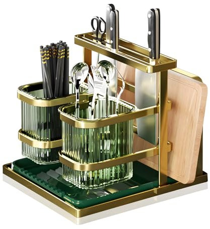 Cutlery Holder,Kitchen Knife Chopstick Holder Modern Countertop Utensil Organizer Multifunctional Utensil Cutting Board Knif Drying Rack for Countertop