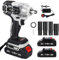 Funnyway Cordless Impact Wrench, 1/2 Brushless Power Impact Gun 20V 550N.m Adjustable Torque with 2X 2.0Ah Battery, 4 Sockets, Fast Charger for Car Home (Black（2 Batteries）)