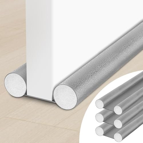 TOFFCAEA 2 Stücke Zugluftstopper für türen 96cm, Zugluftstopper tür, Windstopper Türdichtung in Lederoptik,Doppelseitig Lärmschutz Energiesparend, für Windstopper (Grau, 3 Stück)
