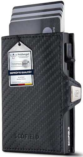 SF SCOFIELD Duality Classic Premium Slim Wallet mit Münzfach | Kartenetui mit Münzfach für 9 – 10 Karten | Karten Geldbeutel | Herren Portemonnaie | RFID Schutz | Kreditkartenetui | Smart Wallet