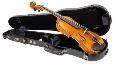 Custodia rigida in policarbonato per violino 4/4 | Finitura nera opaca, igrometro integrato, vano accessori, copertura interna – Guscio leggero e resistente