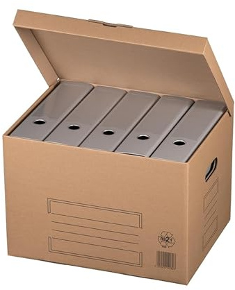 20 Stück Archivkarton mit Klappdeckel Aufbewahrungsbox aktenordner mit Tragegriffen. Archivboxen Aktenkarton für je 5 große A4 Aktenordner. Aufbewahrung mit Deckel. Aktenablage Archivbox