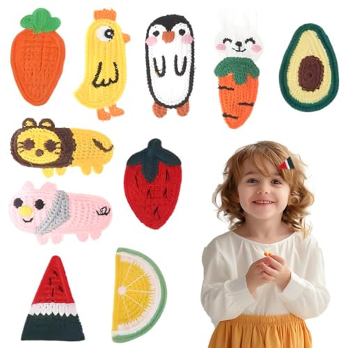 WUSJCOF 10 Piezas Pinzas para el Cabello Moda Niñas Fruta Colorido Arco Iris Dulce Postre Conjunto de Pinzas para el Cabello Animal Clips de Metal Accesorios Pelo Clips Pelo