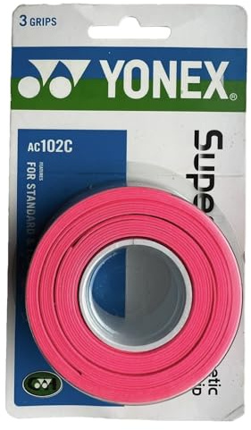 YONEX Super Grap Badminton Overgrip, Pack of 3, Multi-Colour, AC102C (Pink)